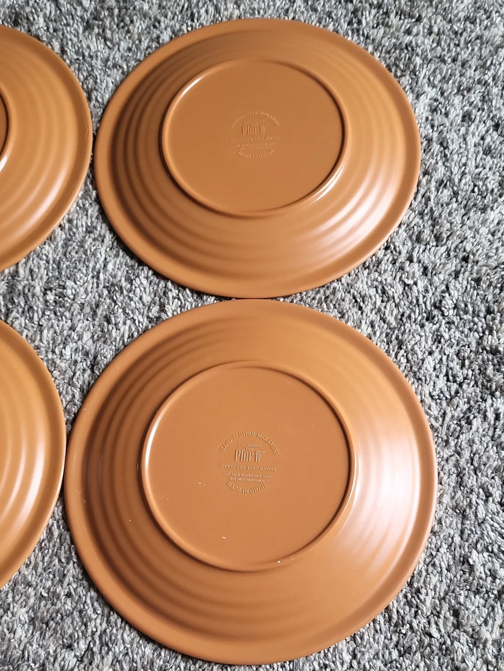 Pier 1 Hand-Painted Melamine Plate Set - White, Blue, Green & Orange